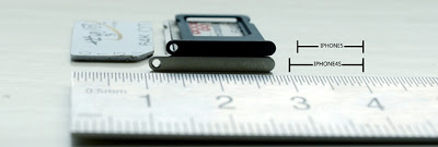 iPhone5用nanoSIMトレイとiPhone4S用microSIMトレイ