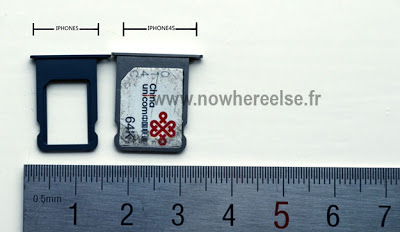 iPhone5用nanoSIMトレイとiPhone4S用microSIMトレイ