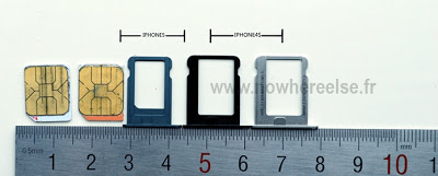 iPhone5用nanoSIMトレイとiPhone4S用microSIMトレイ