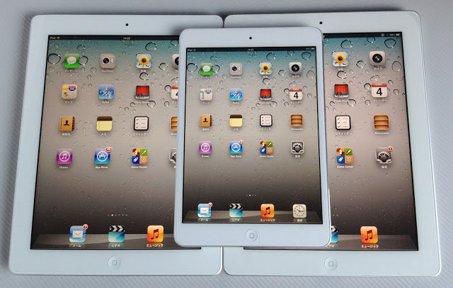 左からiPad3、iPad mini、iPad2