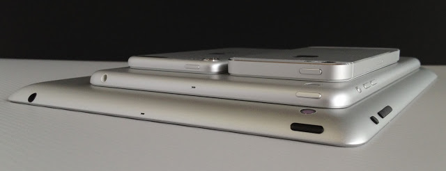 iPad mini、iPad3、iPod touch第5世代、iPhone5の側面比較