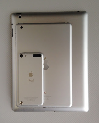 上からiPod touch第5世代、iPad mini、iPad3