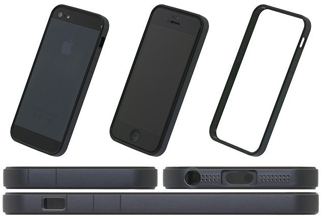 パワーサポート フラットバンパーセット for iPhone 5 ブラック PJK-62